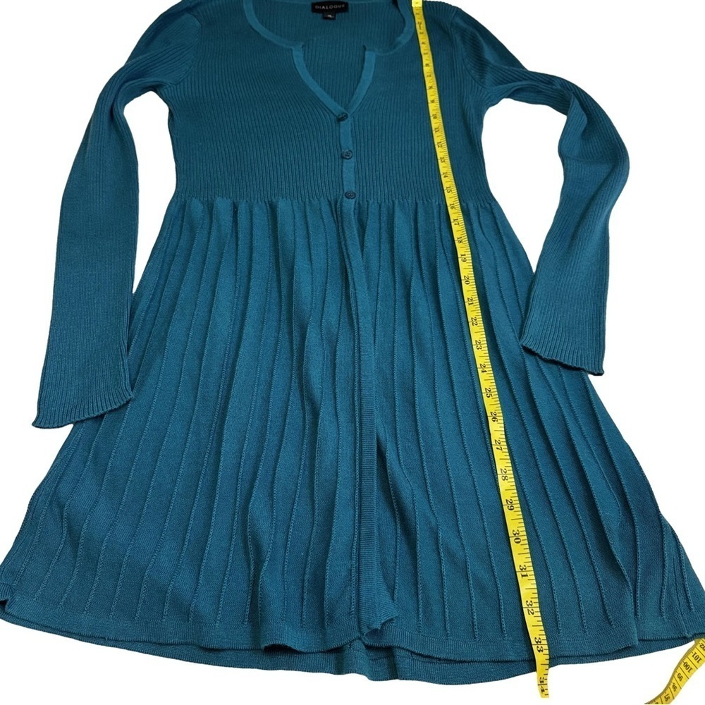 DIALOGUE Teal Cardigan Sweater Top Size XS Fit and Flare Long Sleeve 3 Buttons - Picture 9 of 12